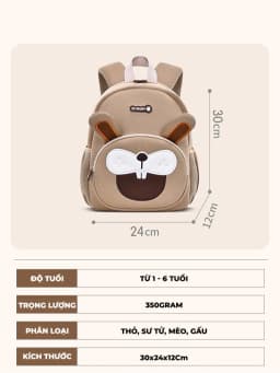 Thumbnail Balo cho bé trai bé gái đi học mẫu giáo mầm non từ 2 đến 5 tuổi 1989KIDS, siêu nhẹ, sức chứa lớn, hình in 3D dễ thương 2