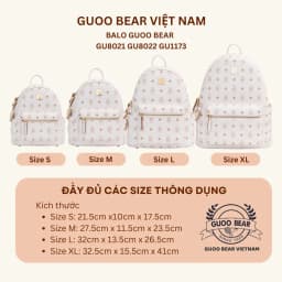 Thumbnail Balo da GUOO BEAR chính hãng - GU8020 GU8021 GU8022 GU1173 màu trắng kèm charm 2