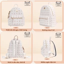 Thumbnail Balo da GUOO BEAR chính hãng - GU8020 GU8021 GU8022 GU1173 màu trắng kèm charm 3