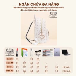 Thumbnail Balo da GUOO BEAR chính hãng - GU8020 GU8021 GU8022 GU1173 màu trắng kèm charm 4