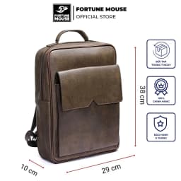 Thumbnail Balo laptop da PU cao cấp chống nước Fortune Mouse A30 4