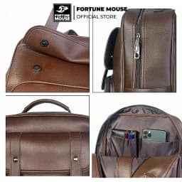 Thumbnail Balo laptop da PU cao cấp chống nước Fortune Mouse A304 4