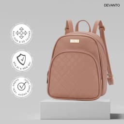 Thumbnail Balo nữ đi chơi, ba lô da công sở hoạ tiết chần trám ngăn trước DEVANTO FB2 - 3512D 2