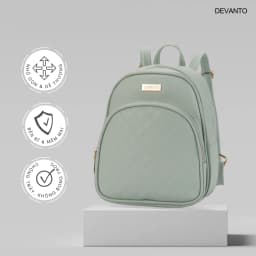 Thumbnail Balo nữ đi chơi, ba lô da công sở hoạ tiết chần trám ngăn trước DEVANTO FB2 - 3512D 3