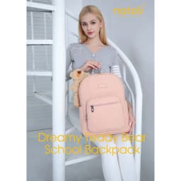 Thumbnail Balo nữ thời trang gấu bông NATOLI cute, hàn quốc, đi học, nhiều ngăn BST Dreamy Teddy Bear School Backpack B16 2