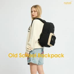 Thumbnail Balo thời trang nam nữ Thương hiệu NATOLI vải canvas nhiều ngăn kháng nước - Old School Backpack B5 2