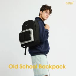 Thumbnail Balo thời trang nam nữ Thương hiệu NATOLI vải canvas nhiều ngăn kháng nước - Old School Backpack B5 4