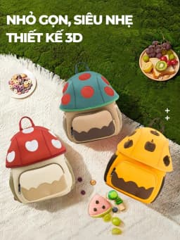 Thumbnail Balo trẻ em mẫu giáo mầm non 1989KIDS từ 2 đến 5 tuổi,chất liệu mềm mại,hình nấm đáng yêu,Balo trẻ em cho bé trai bé gái 1