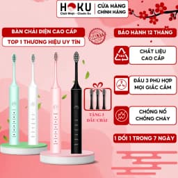 Thumbnail Bàn chải điện đa năng HOKU SONIC X-5 máy đánh răng chăm sóc nướu khung kim loại tặng kèm 4 đầu chải BCD01 1