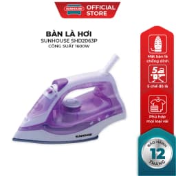 Thumbnail Bàn là hơi SUNHOUSE SHD2063P màu tím -  5 chế độ là - Công suất 1600W - Bảo hành 12 tháng - Hàng chính hãng 1