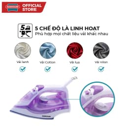 Thumbnail Bàn là hơi SUNHOUSE SHD2063P màu tím -  5 chế độ là - Công suất 1600W - Bảo hành 12 tháng - Hàng chính hãng 4