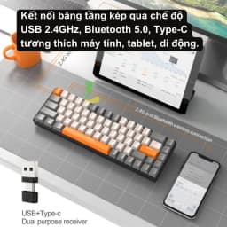 Thumbnail Bàn phím cơ HOSAN ziyoulang K68 cao cấp với 68 phím trục cơ kết nối bluetooth và USB, tuổi thọ 50 triệu lần bấm 4