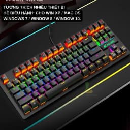 Thumbnail Bàn phím cơ máy tính HOSAN ziyoulang K2, thiết kế công thái học cơ blue switch 87 phím Led RGB chế độ đổi màu đẹp 2