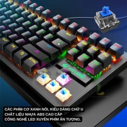 Thumbnail Bàn phím cơ máy tính HOSAN ziyoulang K2, thiết kế công thái học cơ blue switch 87 phím Led RGB chế độ đổi màu đẹp 3