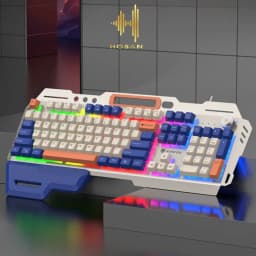 Thumbnail Bàn phím gaming HOSAN XUNFOX K90 thiết kế 104 phím có đèn led cầu vồng màu kèm nút điều chỉnh âm lượng 1