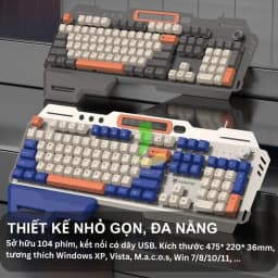 Thumbnail Bàn phím gaming HOSAN XUNFOX K90 thiết kế 104 phím có đèn led cầu vồng màu kèm nút điều chỉnh âm lượng 2
