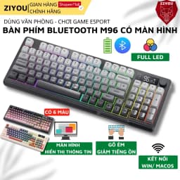Thumbnail Bàn Phím Gaming Không Dây Bluetooth Ziyou M96 Có LED 2 Chế Độ Kết Nối Cho Máy Tính, Laptop  Tích Hợp Màn Hình, Núm Xoay 1