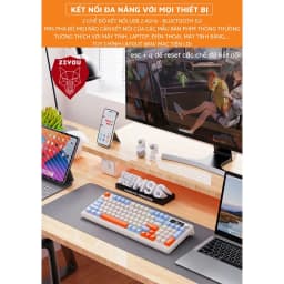 Thumbnail Bàn Phím Gaming Không Dây Bluetooth Ziyou M96 Có LED 2 Chế Độ Kết Nối Cho Máy Tính, Laptop  Tích Hợp Màn Hình, Núm Xoay 3