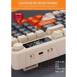 Thumbnail Bàn Phím Gaming Không Dây Bluetooth Ziyou M96 Có LED 2 Chế Độ Kết Nối Cho Máy Tính, Laptop  Tích Hợp Màn Hình, Núm Xoay 4