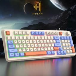 Thumbnail Bàn phím giả cơ gaming HOSAN xunfox K82 thiết kế 94 phím có đèn led 7 màu kèm theo nút vặn âm lượng 1