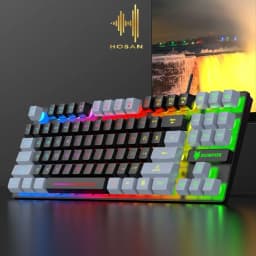 Thumbnail Bàn phím giả cơ gaming HOSAN xunfox K10 có dây, công thái học 87 phím LED Rainbow 1