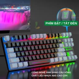 Thumbnail Bàn phím giả cơ gaming HOSAN xunfox K10 có dây, công thái học 87 phím LED Rainbow 4