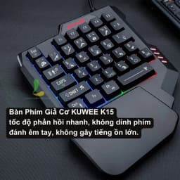 Thumbnail Bàn phím giả cơ một tay HOSAN Kuwee K15 với 35 phím hỗ trợ Chơi Game Pubg Mobile, Free Fire trên điện thoại, PC 1