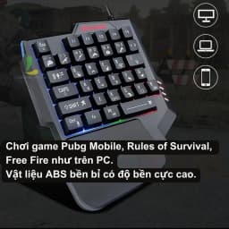 Thumbnail Bàn phím giả cơ một tay HOSAN Kuwee K15 với 35 phím hỗ trợ Chơi Game Pubg Mobile, Free Fire trên điện thoại, PC 3