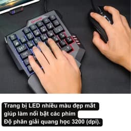 Thumbnail Bàn phím giả cơ một tay HOSAN Kuwee K15 với 35 phím hỗ trợ Chơi Game Pubg Mobile, Free Fire trên điện thoại, PC 4