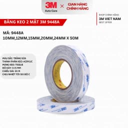 Thumbnail Băng keo 2 mặt mỏng 3M™ Double Coated Tissue Tape 9448A - nhiều size - Trắng xanh 1