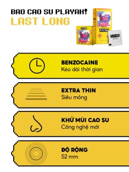 Thumbnail Bao Cao Su PlayAh Last Long Siêu Mỏng Kéo Dài Quan Hệ Thời Gian Hộp 3/10 size 52mm 3