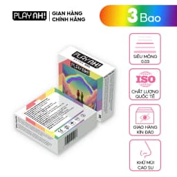 Thumbnail Bao Cao Su PlayAh Rainbow Gel 003 Hộp 3/10 Size 52mm siêu mỏng nhiều gel 4