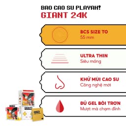 Thumbnail Bao cao su size to PlayAh! Siêu Mỏng 55mm Giant Invisible 24K.Right - Hộp 3/10 Cái 2