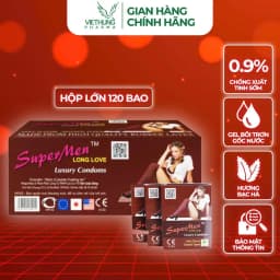 Thumbnail Bao cao su Supermen siêu mỏng có chấm bi nhỏ kéo dài quan hệ, nhiều gel bôi trơn, Hộp 120 cái 1