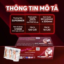 Thumbnail Bao cao su Supermen siêu mỏng có chấm bi nhỏ kéo dài quan hệ, nhiều gel bôi trơn, Hộp 120 cái 2