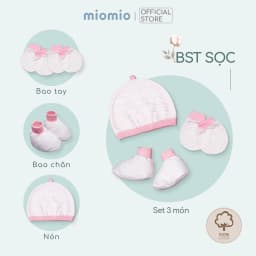 Thumbnail Bao Tay Sơ Sinh Bo, Bao Chân Bo, Nón Sơ Sinh MIOMIO Cho Bé Trai, Bé Gái, Vải Cotton 1