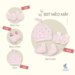 Thumbnail Bao Tay Sơ Sinh Bo, Bao Chân Bo, Nón Sơ Sinh MIOMIO Cho Bé Trai, Bé Gái, Vải Cotton 4
