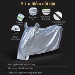 Thumbnail Bạt phủ xe máy MYT Bạt trùm xe máy 3 lớp tráng nhôm chống nóng cách nhiệt che mưa lớp lót chống xước 2.1m 4