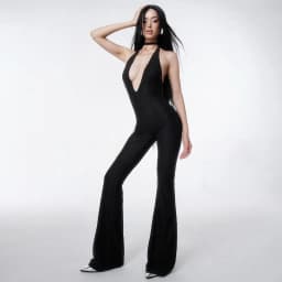 Thumbnail BB Plunge Neck Lace Jumpsuit - Jumpsuit ren ống loe cổ V sâu TATICHU 1