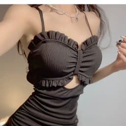 Thumbnail Bikini đi biển LUHAZO 1 mảnh kín đáo liền thân cạp cao sexy hở lưng tiểu thư kiểu Hàn Quốc 0392-2195 D5T4 3