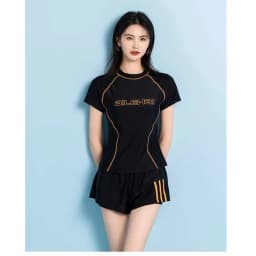 Thumbnail Bikini đi biển nữ LUHAZO du lịch kín đáo đùi 2023 ngắn Tay đi biển Hàn Quốc 2 mảnh  kiểu Quảng Châu Đẹp Co Giãn 6830 3