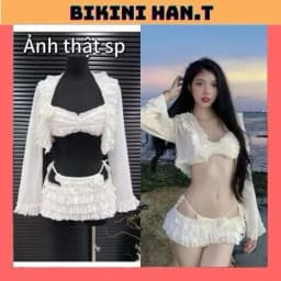 Thumbnail Bikini đồ bơi đi biển 4 món BÈO TẦNG đính hoa, chất lưới tiểu thư mềm sang chảnh 1