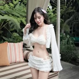 Thumbnail Bikini đồ bơi đi biển 4 món BÈO TẦNG đính hoa, chất lưới tiểu thư mềm sang chảnh 2