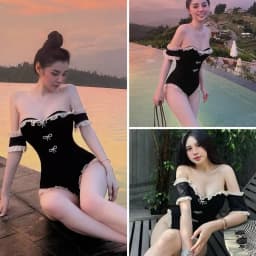 Thumbnail BiKINi liền thân phối viền bèo đính nơ 1