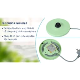 Thumbnail Bình đun siêu tốc inox 304 1.8L COMET - CM8218DG màu xanh cổ vịt 3