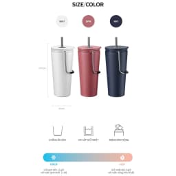 Thumbnail Bình giữ nhiệt Lock&Lock Bucket Tumbler W/Straw 540ml có ống hút LHC4268 (3 màu) 3