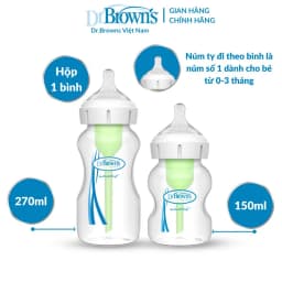 Thumbnail Bình sữa Dr.Brown’ cổ rộng 150ml và 270ml nhựa PP Options + 2