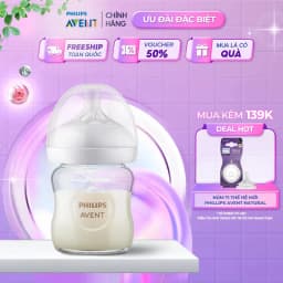 Thumbnail Bình Sữa Philips Avent Natural Thủy Tinh Mô Phỏng Tự Nhiên Cao Cấp Cho Bé, Chống Đầy Hơi Sặc Sữa 120ml 1