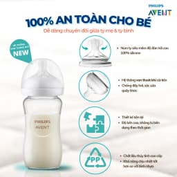 Thumbnail Bình Sữa Philips Avent Natural Thủy Tinh Mô Phỏng Tự Nhiên Cao Cấp Cho Bé, Chống Đầy Hơi Sặc Sữa 120ml 3