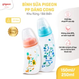 Thumbnail Bình Sữa Pigeon PP Dáng Cong Cổ Hẹp 150ml/250ml - Hình Họa Tiết 1
